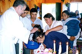 Baptism at a mission center