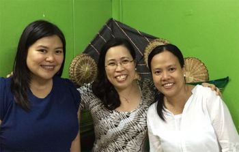 Reina Mosqueda (center) with fellow Lay Missionaries Sherryl Lou Capili (left) and Joan Yap (right) in Taiwan in 2014.